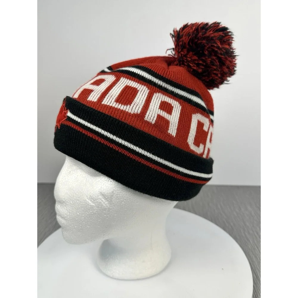 CANADA  OLYMPIC TEAM  TOQUE‎ Beanie Cuffed Knit Hat Pom Pom Toddler Ski Winter